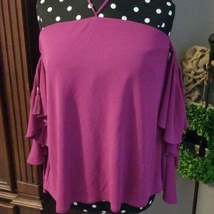 White House Black Market 12 P dark hot pink shirt